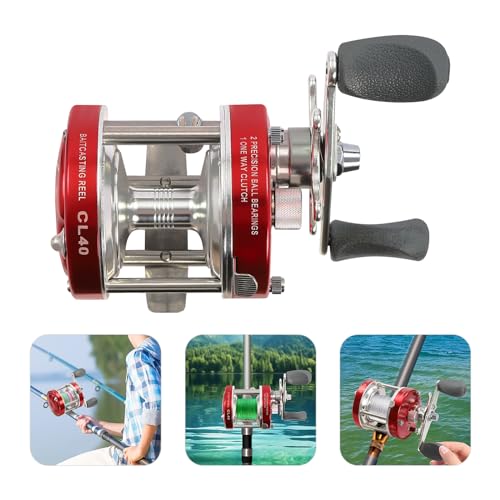 Round Baitcasting Reel Right Hand 2BB+1RB Fishing Baitcasting Reel 5.2:1 Gear Ratio Beach Casting Reel For Catfish Salmon Eel Striped Bass Tuna and Inshore and Deep Sea Fishing (Red) - Image 2