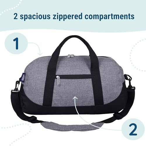 Image of Wildkin Kids Overnighter Duffel Bag - Carry-On Size, Ideal for School & Sleepovers - Grey Tweed