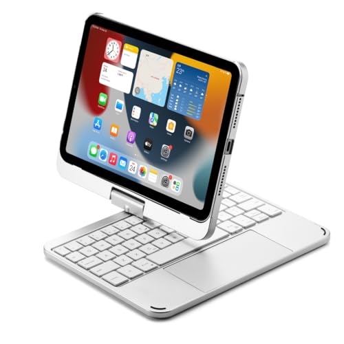 kaidisen Um 360 Grad drehbare Tastatur für iPad Mini A17 Pro 2024, iPad Mini 6. Generation, Tastaturhülle mit Touchpad, 7-farbige Hintergrundbeleuchtung, faltbare Tastatur mit Hintergrundbeleuchtung,