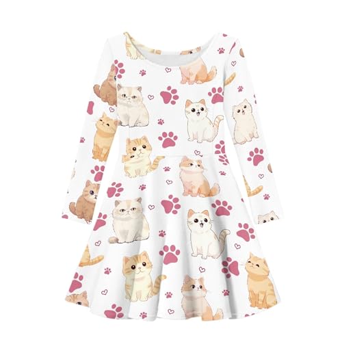 Dress for Girls Loose Long Sleeve Flowy A Line Midi Dress Fall Crew Neck Elegant Party Fit and Flare Dresses