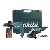 Makita KIT HP1631+GA4530R+ACCESSORI, Nero