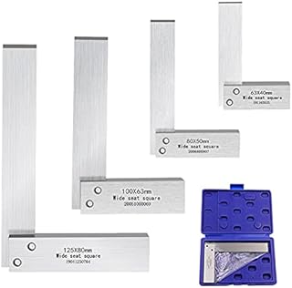 4Pcs Machinist Square 90 Degree Right Angle Steel Ruler, Woodworking Engineer Mechanical Set, Precision Square Wide Base Seat Square L-Type Testing Measuring Tool