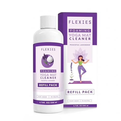 Image of Flexies Foaming Yoga Mat Cleaner Refill Pack | Plant-Based Foaming Spray | Deep Cleans Yoga and Pilates Mats, 6.76 fl oz, Lavender