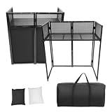 KUAFU Portable DJ Booth DJ Facade Table Station for DJ & Working Event Foldable 20'x40' Tabletop w/Travel Bag Black and White Scrims