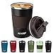 Tlater Kaffeebecher to go, 380ml Thermobecher- Isolierbecher mit Auslaufsicher Deckel, Vakuum Doppelwandig Reisebecher, Edelstahl Travel Mug Thermo für Kaffee und Tee, Heiß und Kalt Halten (schwarz)