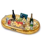 POZA Gold Inflatable Floating Cooler - Cool Drink Holder for Pool with Sparkly Confetti, Luxurious Party Cooler Float with 8 Holders, Inflatable Serving Bar for Pool, Beach, Hot Tub - 39x23 Inch