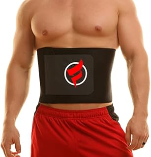Fitru Waist Trimmer Sauna Ab Belt For Women & Men - Waist Trainer Stomach Wrap Black