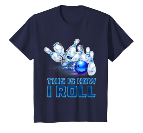 This is How I Roll Bowling T-Shirt, Youth, Navy Blue, 3T