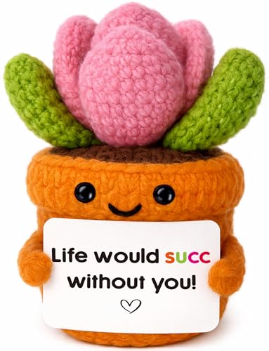 MAMAGIFTREE Funny Crochet Succulent Gift – Life Would SUCC Without You Keepsake for Best Friend, Coworker, Women, Appreciation Birthday Gift