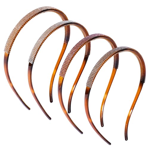 Cutewing Glasses Headbands for Women Girls Sparkle Rhinestone Headband for Eyewear Fashion Non Slip Plastic Hair Hoop with Short Teeth Bling Hair Accessories with 4PCS