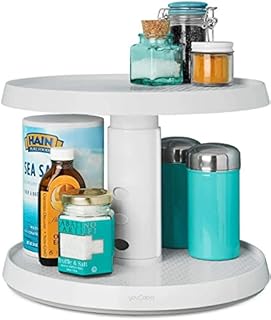 YouCopia 2-Tier Height Adjustable Crazy Susan, Lazy Susan Turntable Organiser for Kitchen Cupboard and Pantry Storage