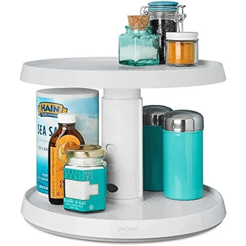 YouCopia 2-Tier Height Adjustable Crazy Susan, Lazy Susan Turntable Organiser for Kitchen Cupboard and Pantry Storage Cover