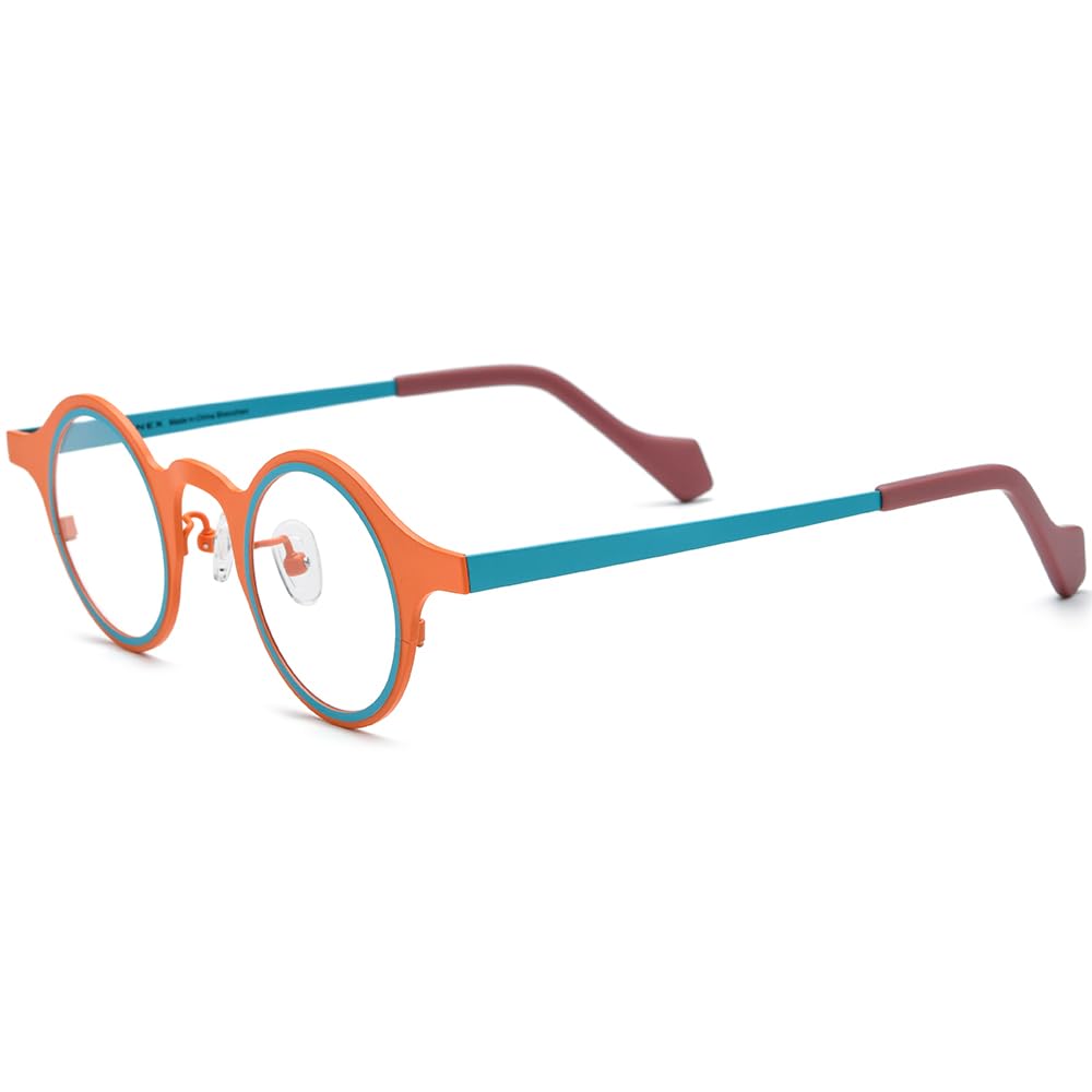 FONEX Colorful Pure Titanium Glasses Frame Women Retro Round Eyeglasses