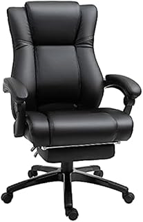 Vinsetto Executive Home Office Chair Swivel High Back Recliner PU Leather Ergonomic Chair, with Footrest, Wheels, Adjustable Height, Black