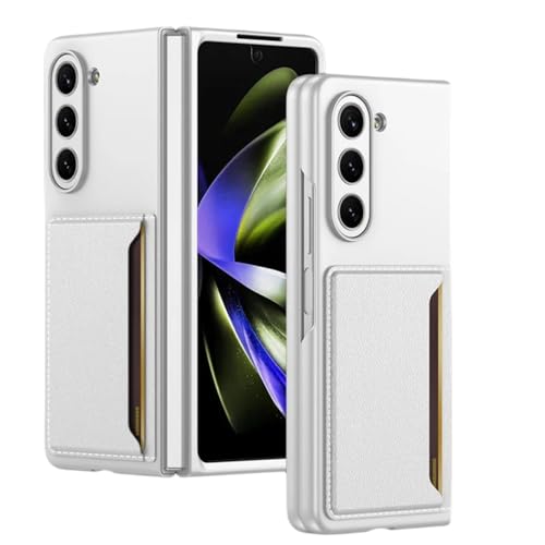 Étui en cuir pour Samsung Galaxy Z Fold 5 argent avec porte-carte