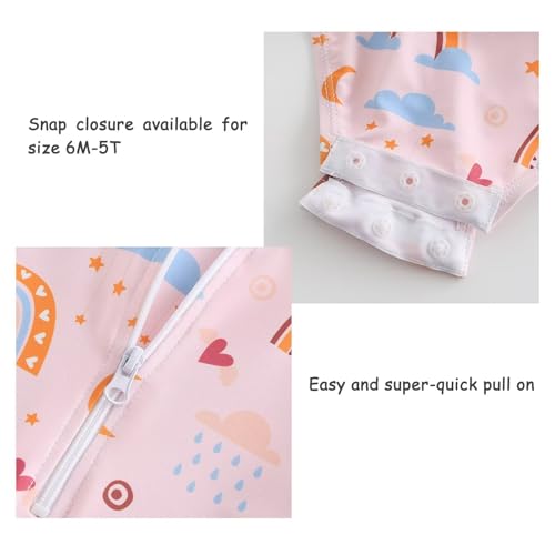Image of Aisyee Baby Girls One Piece Swimsuits Long Sleeve Rash Guard Swimshirts