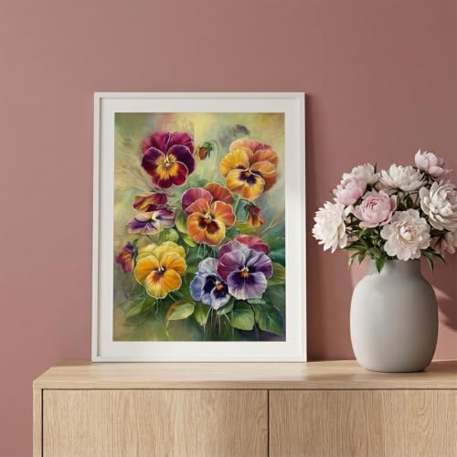 Image of HASTHIP Diamond Painting Kit Full Drill 5D Flower Diamond Art Canvas Resin Rhinestone Embroidery Craft for Adults Home Decor