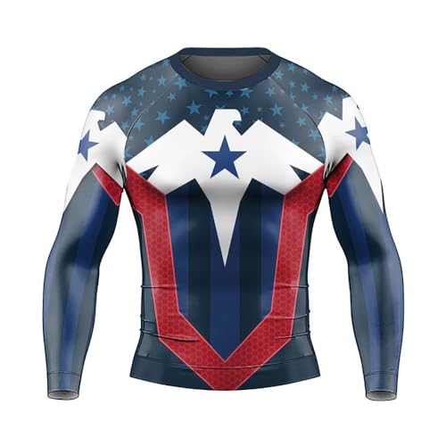 Eagle Men's Long Sleeve Compression Rash Guard, BJJ Workout Shirt, Breathable MMA Training Top2
