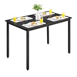 VASAGLE Dining Table, Rectangular Kitchen Table, for Living Room, Office, 70 x 110 x 77 cm (D x W x H), Industrial Style, Ebony Black and Ink Black KDT081B02