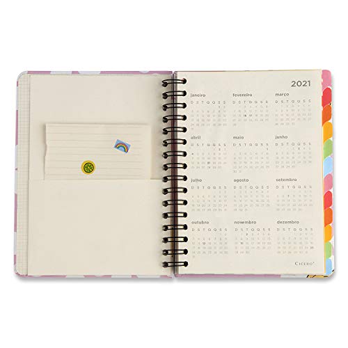 Planner Wire-o Smiley Listras, Cicero, 3564, Multicolorido, Mensal e Semanal, 96 Folhas, Papel Pólen