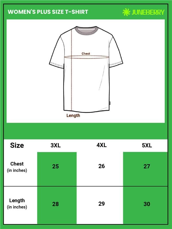Image of JUNEBERRY 100% Pure Cotton Oversized Baggy Fit Cool Front Chest Graphic Printed Half Sleeve Plus Size T-Shirt for Women & Girls (Sizes: 2XL to 5XL)