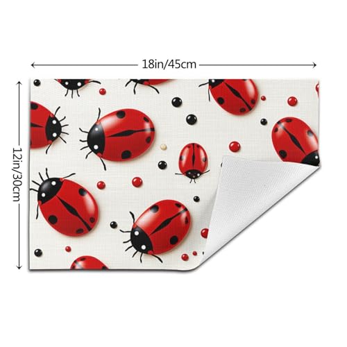Set de table lavable en PVC motif coccinelle rouge antidérapant | Lot de 6
