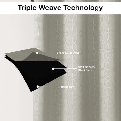 Image of HOMEMONDE 100% True Blackout Curtains 6 Feet Window - Set of 2 Curtains| Embossed Design | Light Block Thermal Insulated & Noise Reducing Room Darkening Curtains (Off White, 72Inch)