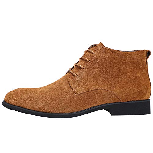 Image of rismart Men's Suede Chukka Boots Plain Toe Lace Up Oxfords Business Casual Shoes
