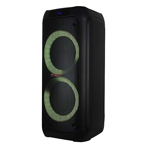 TRC 5590 - Caixa de Som Amplificada Portátil com Bluetooth; Controle Remoto; Entrada USB; Iluminação em LED; Disco Ligthing; Microfone com Fio e TWS; – 1000W RMS; Black glide