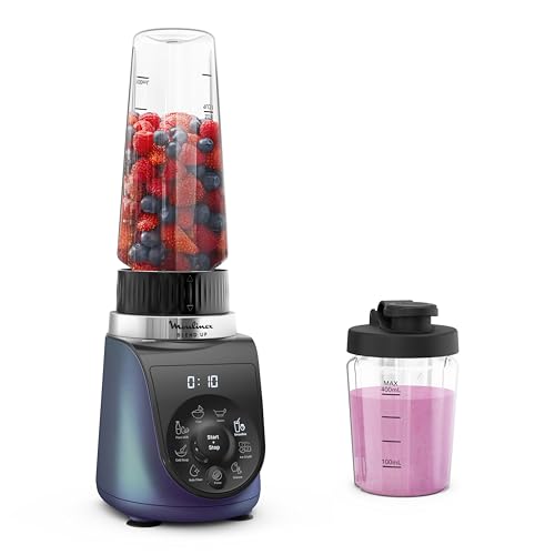 Moulinex Blend Up, Mini blender puissant, 1000W, 8 programmes automatiques, Glace pilée LM19H40F0, Bleu