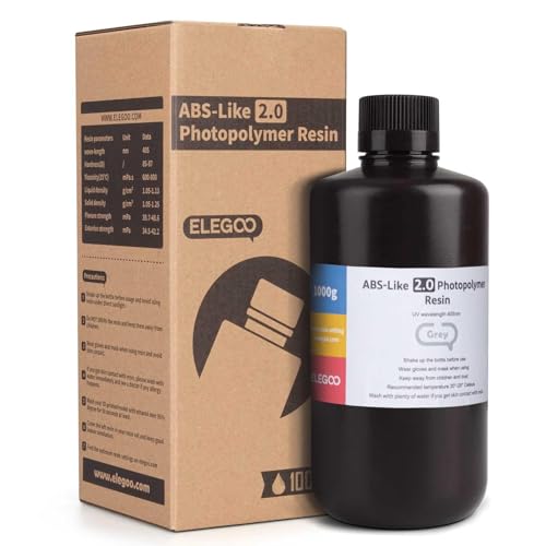 ELEGOO ABS-Like Resina 2.0 para impressora 3D Cinza 1KG - Resina de fotopolímero padrão de cura UV 4