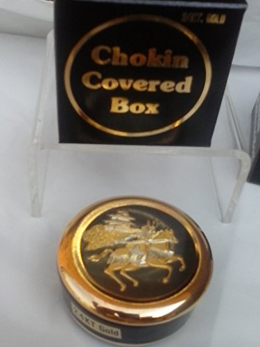 CHOKIN TRINKET BOX MINI 5CM - 22K - GUILDING - SAMURAI ON HORSE - BLACK BODY - BNIB -RETIRED RARE