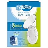 Dr. Brown's 100% Silicone One-Piece Breast Pump, Hands-Free Breast Milk Collector with Anti-Colic Options+ Baby Bottle, 4 oz with Slow Flow Nipple, Travel Lid and Travel Bag