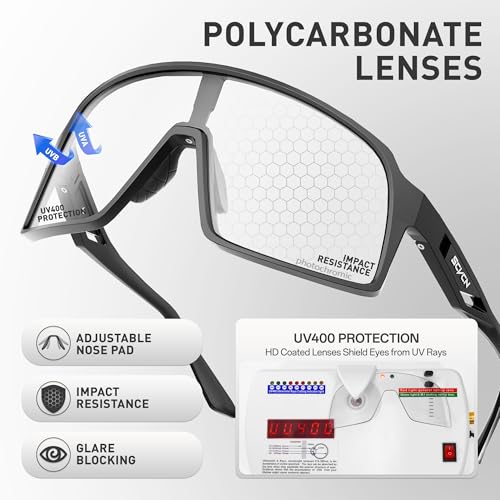 SCVCN Photochromic Cycling Glasses, Men Women Mountain Bike Sunglasses, Clear MTB Sports Sunglasses, Transition Bicycle Glasses, Triathlon Running UV Protection — view 4