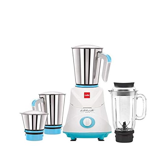 Cello GNM_Elite Mixer Grinder, 500W, 3 Stainless Steel Jar and 1 Juicer Jar (Blue)