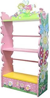 WODENY Kids Bookshelf Wooden | Children Book Storage Rack | Child Bookcase | Girls Book Shelves for Bedroom Playroom Kindergarden with 2 Sticks for Prevent Books Falling (Fairy)