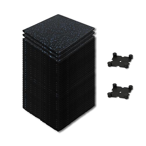 ジムマット ゴムマット トレーニングマット 防音 防振 衝撃吸収 50×50cm 厚さ25mm 極厚超強靭 筋トレ マット ラバーマット 連結パーツ付き 滑り止め 高硬度 高密度 EPDM ラバートレーニングマット 業務用(ブルー 40枚/10平米)