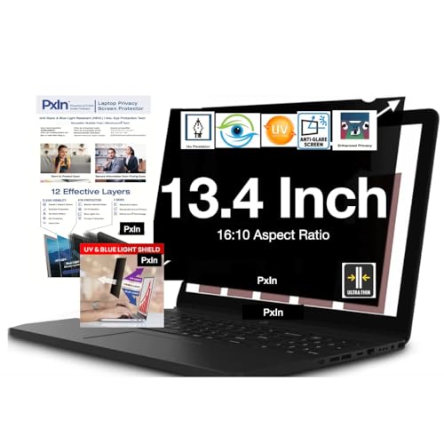 Image of Pxin - 13.4 inch (16:10) Laptop Privacy Screen Filter - NO Eye Strain | Anti-Blue Light + Anti-Glare | No Dry Eyes | Privacy Screen Protector