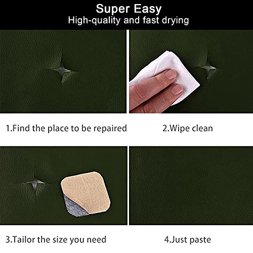 Cheighy Leather Repair Patch For Couches Self-Adhesive Leather Repair Tape Kit For Furniture Sofa Vinyl Car Seats Couch Chairs Shoes Down Jackets (Green, 17X118 Inch) #TOP5