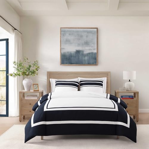 Tommy Hilfiger - Juego de edredón, Ropa de Cama Suave y Lujosa con Fundas a Juego, diseño Inspirado en la Costa (Park Avenue Azul Marino, matrimonial/Queen)