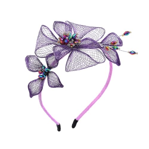 IYOU Mujeres Alambre de Cobre Diademas Flores Morado Bandas para el Pelo Hechas a Mano Vintage Promoción Boda Novias Accesorios para el Pelo para Novia Dama de Honor Invitada