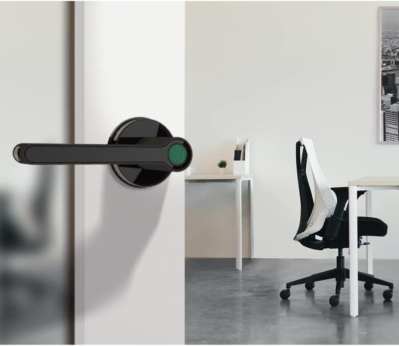 Miniatura 7 de Breeze - Cerradura de puerta de entrada sin llave con manija para el hogar, hotel, oficina, apartamento, dormitorio (negro, rosa)