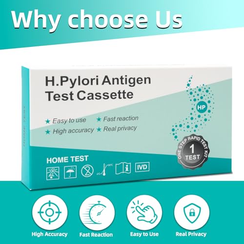 Evuioas H. Pylori Helicobacter Pylori Stool 2Test Kit, 10-15 Minutes, Highly Accurate, Easy to Use?Home Testing, No Lab Visit Required