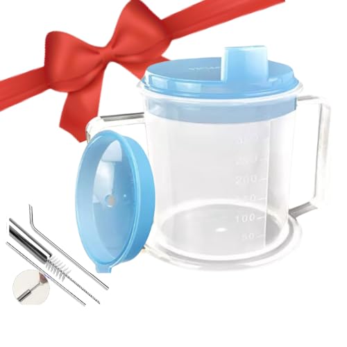 Adult sippy cup for elderly spill proof | adult sippy cups for elderly spill proof with straw | Set of 5 pcs with stainless steel straws and dishwasher