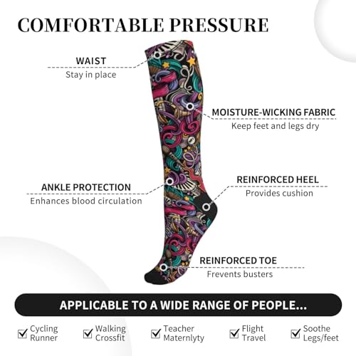 Colorful Roller Skates Socks For Women & Men Support Circulation For Nurse, Travel, Flight3