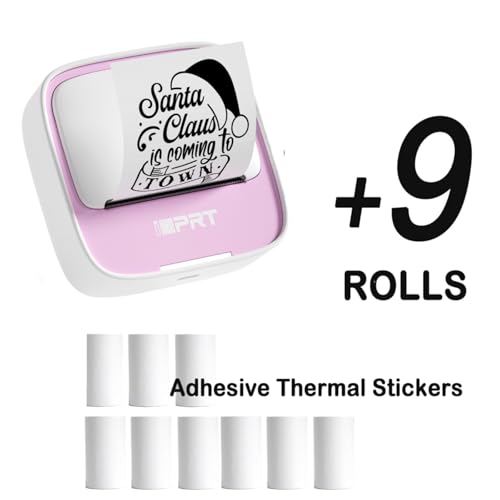 iDPRT Mini Sticker Printer with 9 Rolls Thermal Sticker Paper Bundle