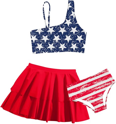 Image of RAISEVERN Girls Swimsuit 3 Piece Bathing Suits Cute Swimwear for 5-12 Years