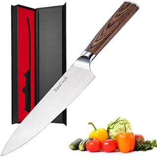 SanCook Kitchen Knife Chef Knife Vegetable Knife 8 Inch, Ultra Sharp Professional Kitchen Knives High Carbon Stainless Steel Knife with Ergonomic Handle Sharp Forged Blade Cooking Knife Gift Box