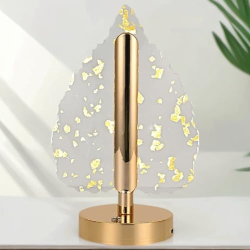 Image of One94Store 3D Leaves Gold LED Night Lamp with Gold Base, Touch Control Cordless Decorative Table Light - 3 Color Modes, Modern Bedside Lamp for Bedroom, Living Room & Home Decor (Plastic Body)