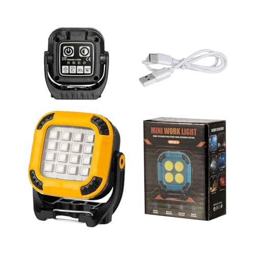 Pruojhw - Lámpara de trabajo, lámpara de iluminación LED portátil recargable magnética – Iluminación multifunción portátil para trabajo, camping, senderismo, reparación de coche, armario